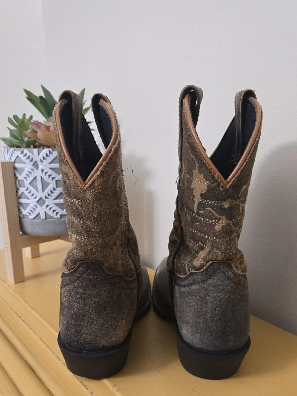 Dan Post Children's Western Cowboy Boots - Brown and Black Accents. Size 2D.